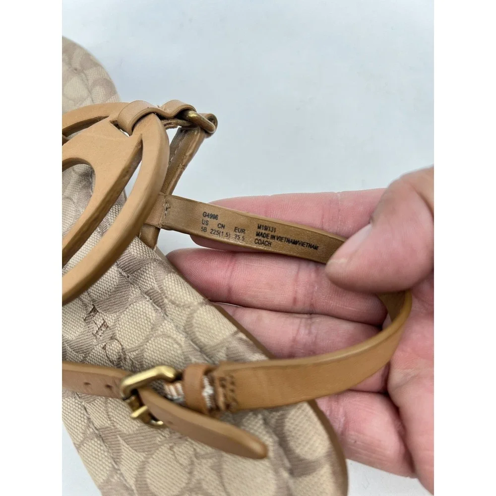 COACH WOMEN'S JERI LOGO MONOGRAMMED SIGNATURE SANDALS SADDLESTONE 5